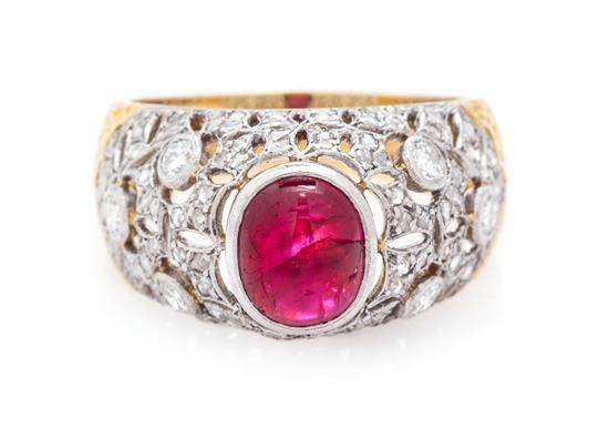 Appraisal: Sale Lot An Karat Bicolor Gold Ruby and Diamond Ring