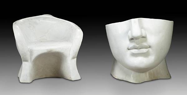 Appraisal: A pair of whimsical carved marble garden seats Each of