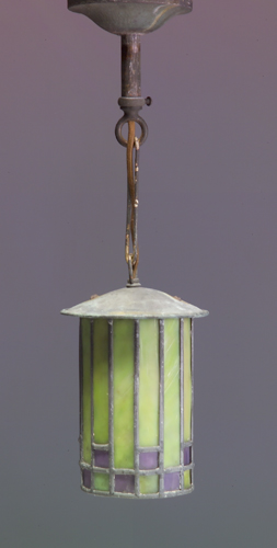 Appraisal: ROYCROFT Exceptional cylindrical lantern designed by Dard Hunter of bright