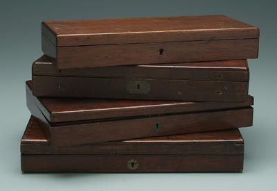 Appraisal: Four Colt Revolver wooden cases all with fitted interiors for