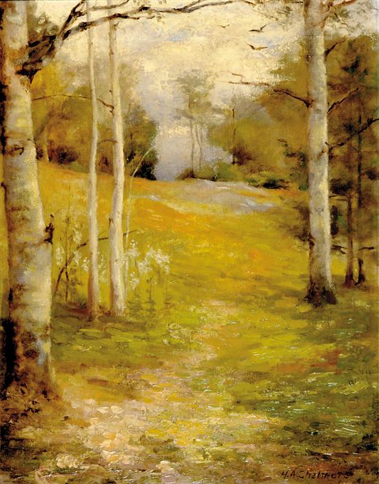 Appraisal: H A Chalmers American late th century BIRCH ALONG PATH