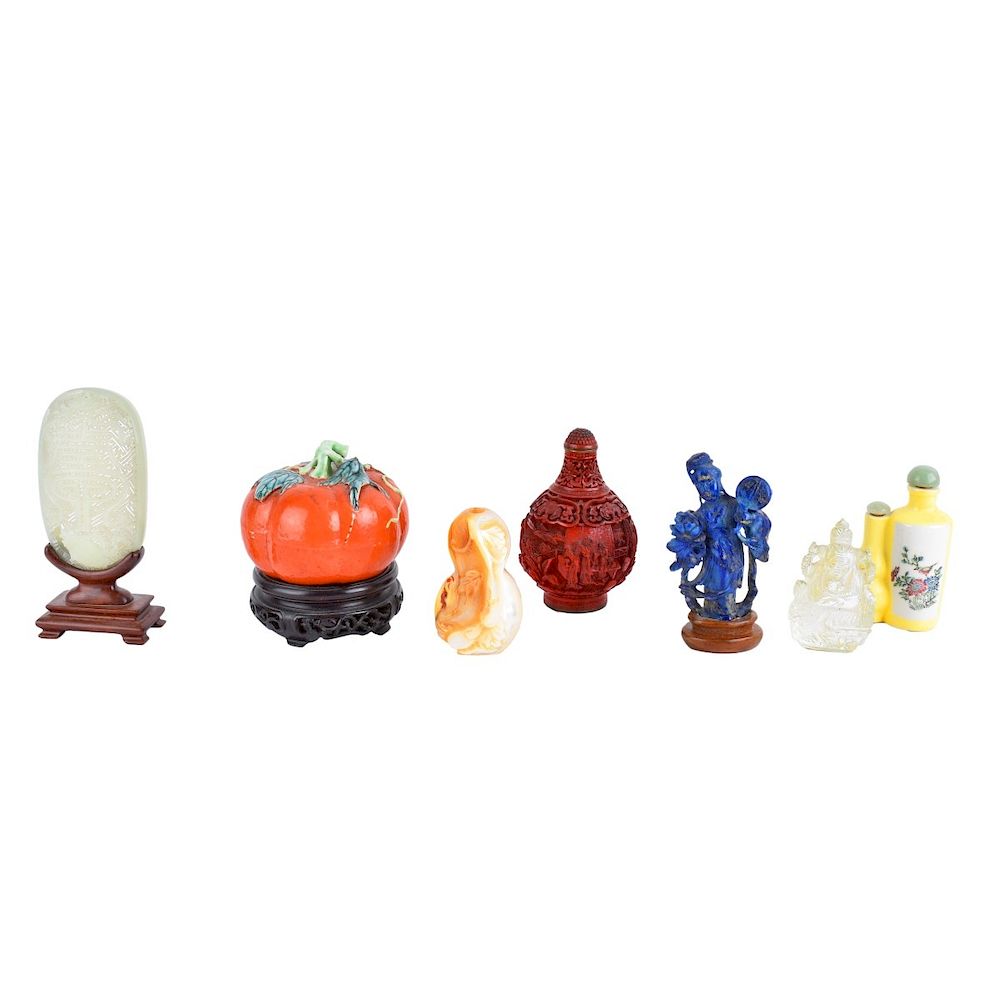 Appraisal: Oriental Tableware Grouping of Seven Oriental Tableware Includes snuff bottles