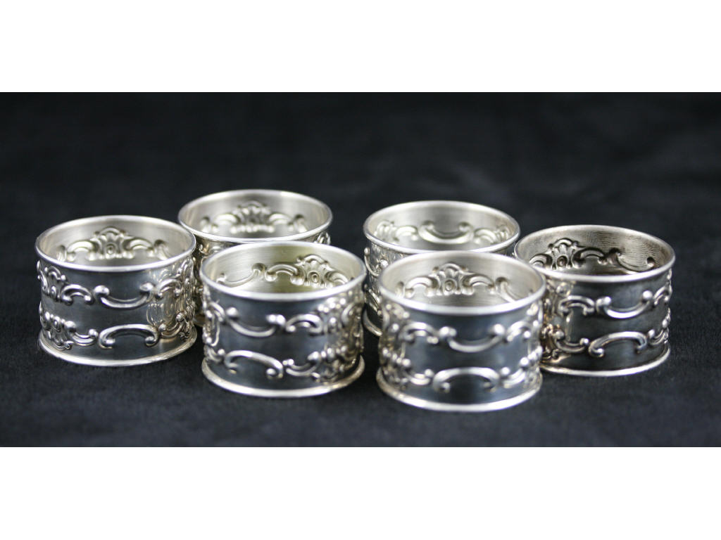 Appraisal: Set of Six Sterling Silver Napkin Rings by Gorham pattern