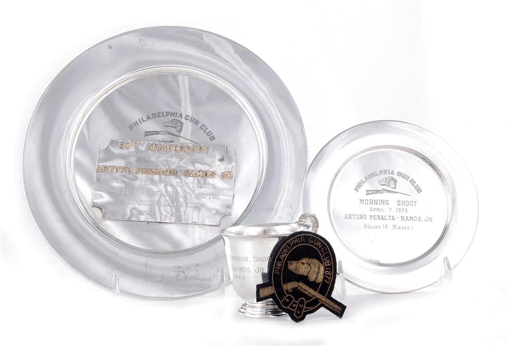 Appraisal: Peralta-Ramos silver sporting trophies Philadelphia Gun Club plate engraved TH