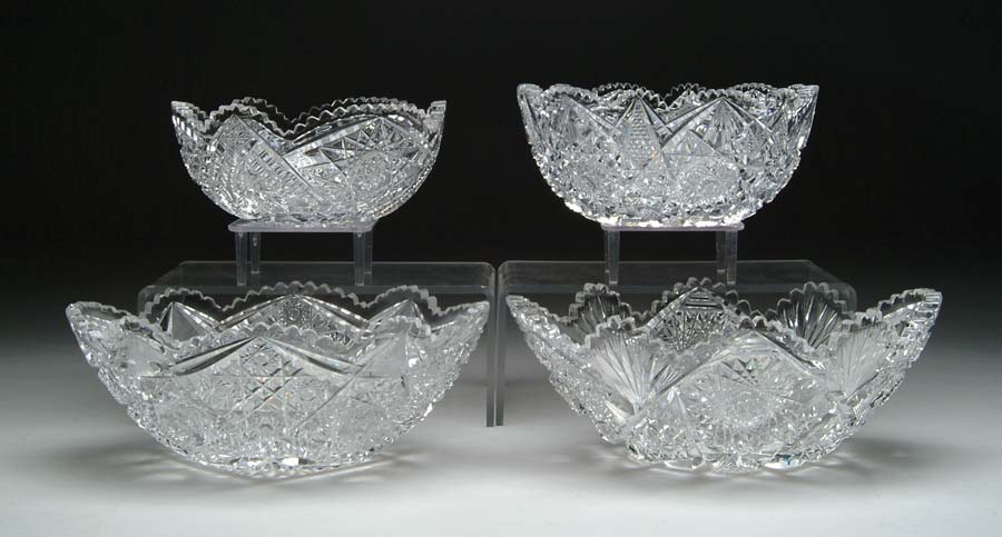 Appraisal: FOUR CUT GLASS BOWLS Lot consists of four cut glass