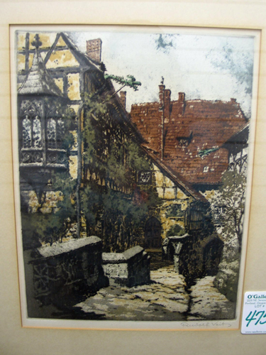 Appraisal: RUDOLPH VEIT German born Etching and aquatint Street scene titled