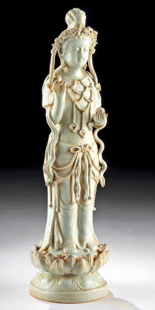 Appraisal: Chinese Ming Dynasty Celadon Pottery Guanyin TL Tested East Asia