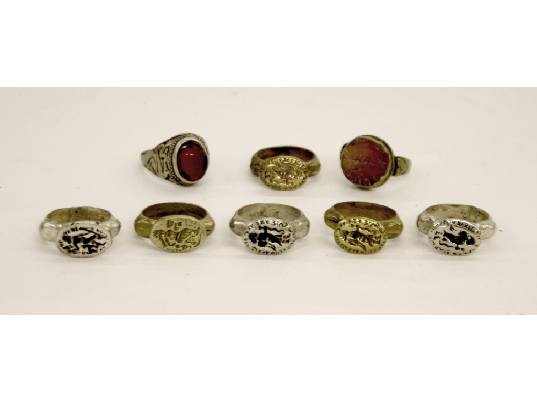 Appraisal: Collection of eight interesting intaglio rings