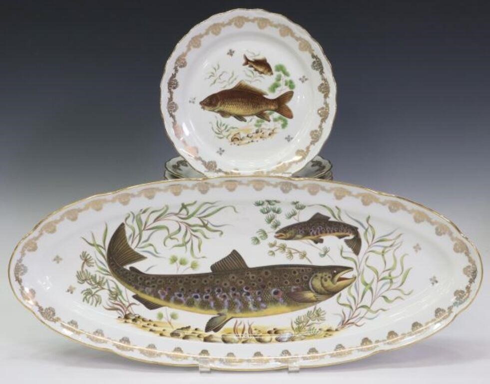 Appraisal: lot of French porcelain fish service all with gilt foliate