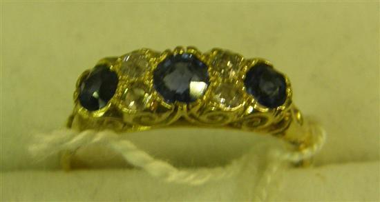 Appraisal: A VICTORIAN DIAMOND AND SAPPHIRE SET RING ct