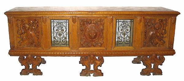 Appraisal: A large Renaissance style carved sideboard height in width ft