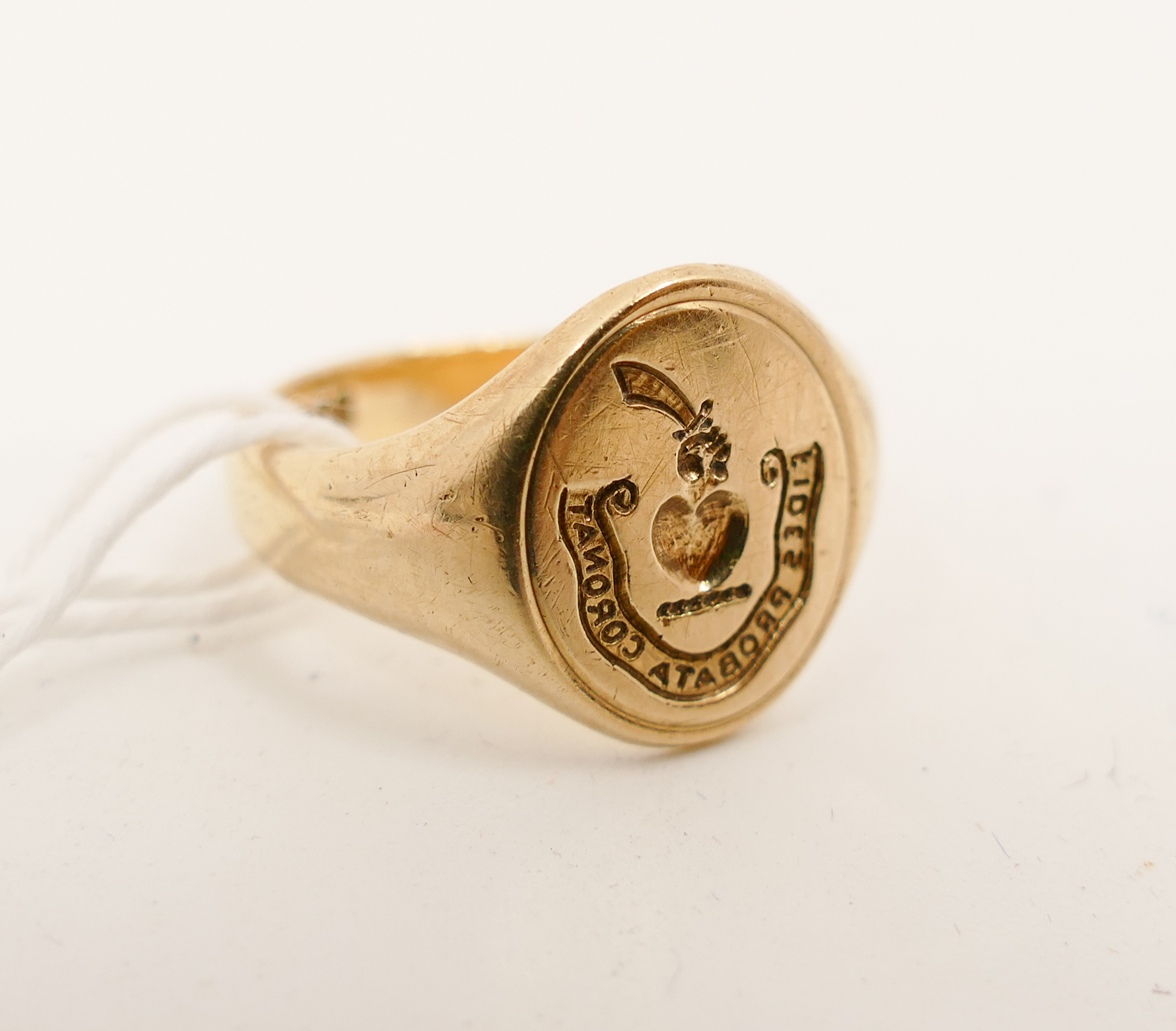 Appraisal: K Gold Men's Signet Seal Ring- Inscribed 'Fides Probata Coronat'