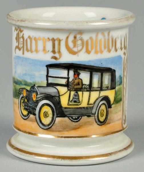 Appraisal: Black Yellow Antique Taxi Shaving Mug Description Gilt name Harry