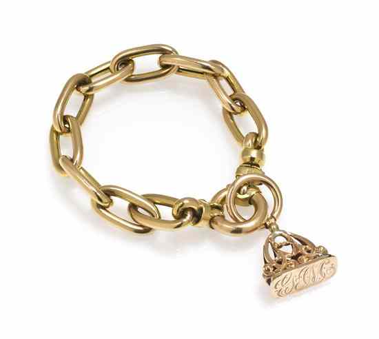 Appraisal: A Karat Yellow Gold Chain Link Bracelet with Attached Karat