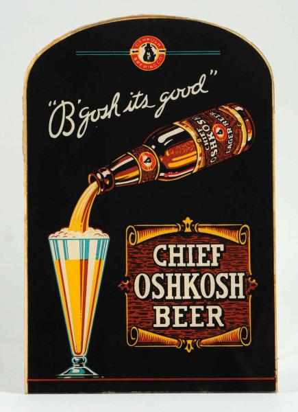 Appraisal: Chief Oshkosh Beer Reverse Glass Sign Labeled bottle sign with