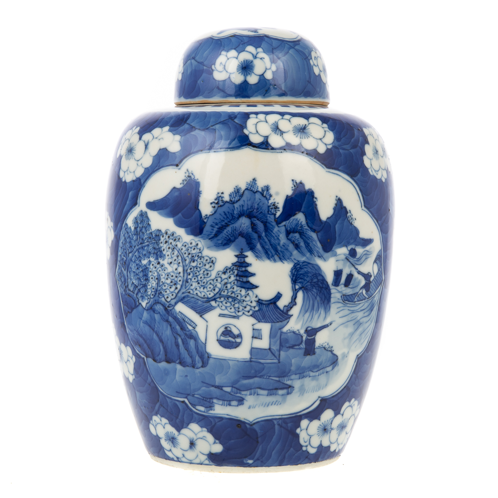 Appraisal: CHINESE EXPORT BLUE WHITE GINGER JAR Qianlong era circa Hawthorne