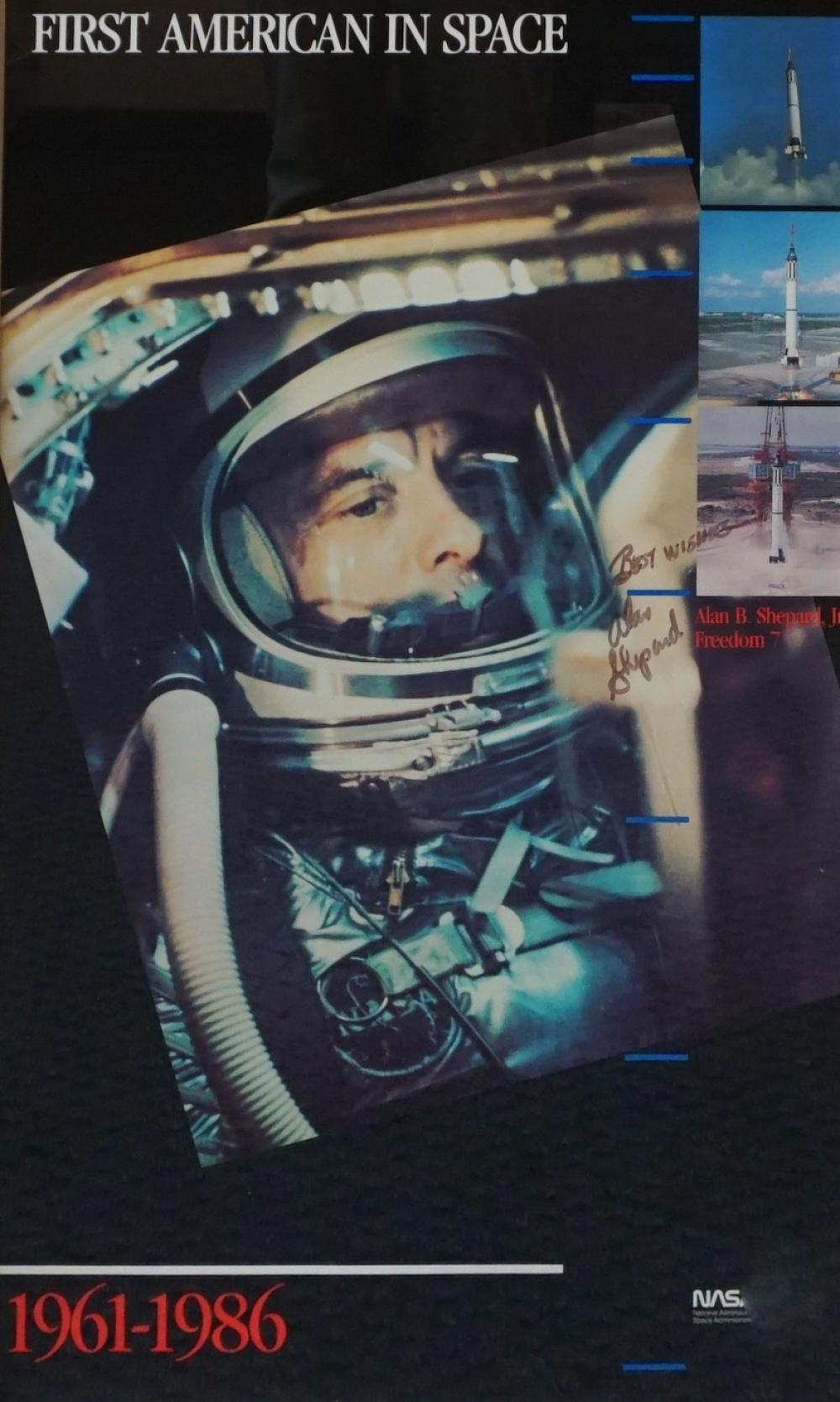 Appraisal: First American in Space Signed by Alan Shepard Color Poster