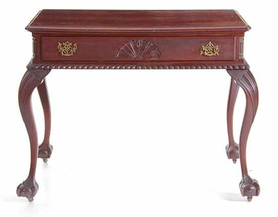 Appraisal: Chippendale style carved mahogany writing table mid th century rectangular