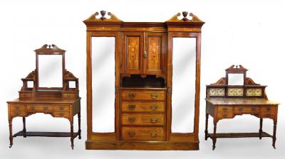 Appraisal: A VICTORIAN ROSEWOOD AND MARQUETRY INLAID PART BEDROOM SUITE by