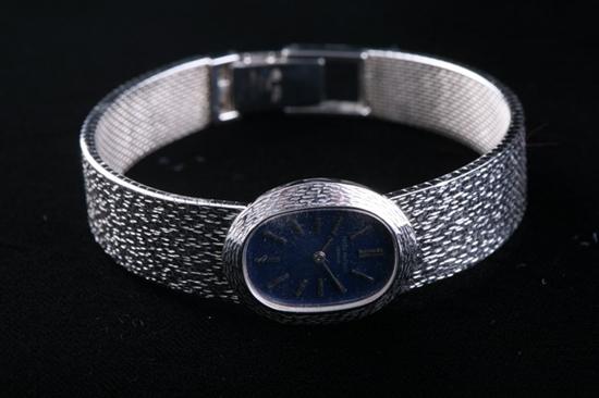 Appraisal: K WHITE GOLD PATEK PHILIPPE WRISTWATCH Blue dial set within