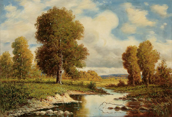 Appraisal: Gregory Hollyer British American Late th Century Landscape with Winding