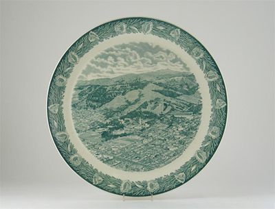 Appraisal: American interest A large Wedgwood circular dish printed in green