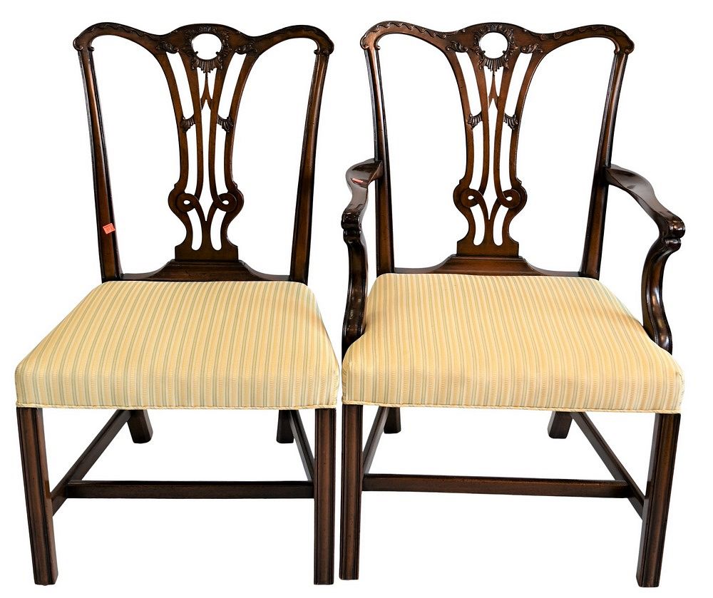 Appraisal: Set of Eight Custom Mahogany Chippendale Style Dining Chairs to