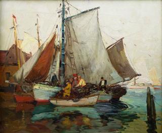 Appraisal: Hauling Nets by Anthony Thieme Anthony Thieme - oil on