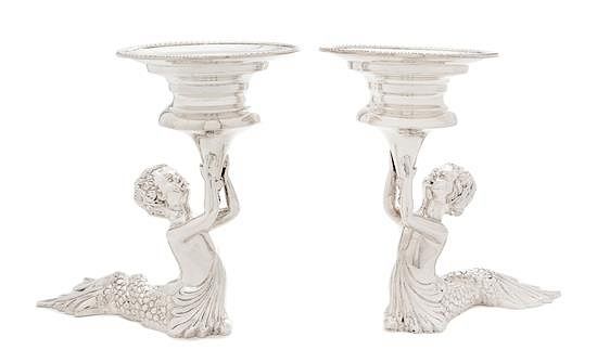 Appraisal: A Pair of English Silver Figural Tazze C J Vander