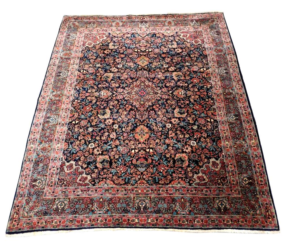 Appraisal: RUG Semi-Antique Persian Kazvin wool on cotton navy blue field