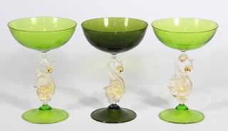 Appraisal: Lot of Italian Murano compotes each with green bowls and