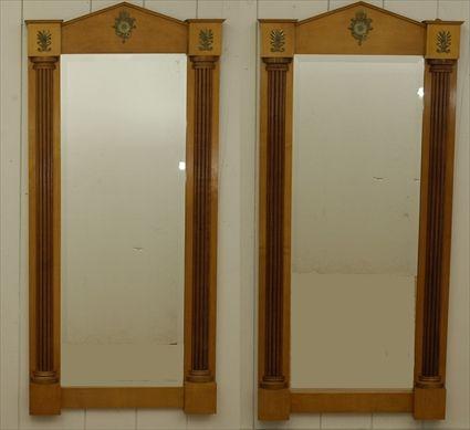 Appraisal: Pair of Fruitwood Empire-Style Mirrors