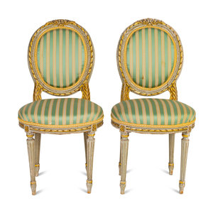 Appraisal: A Pair of Louis XVI Style Painted Side Chairs th