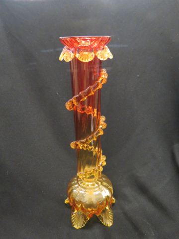 Appraisal: Amberina Art Glass Vase applied trim feet tall circa attributed