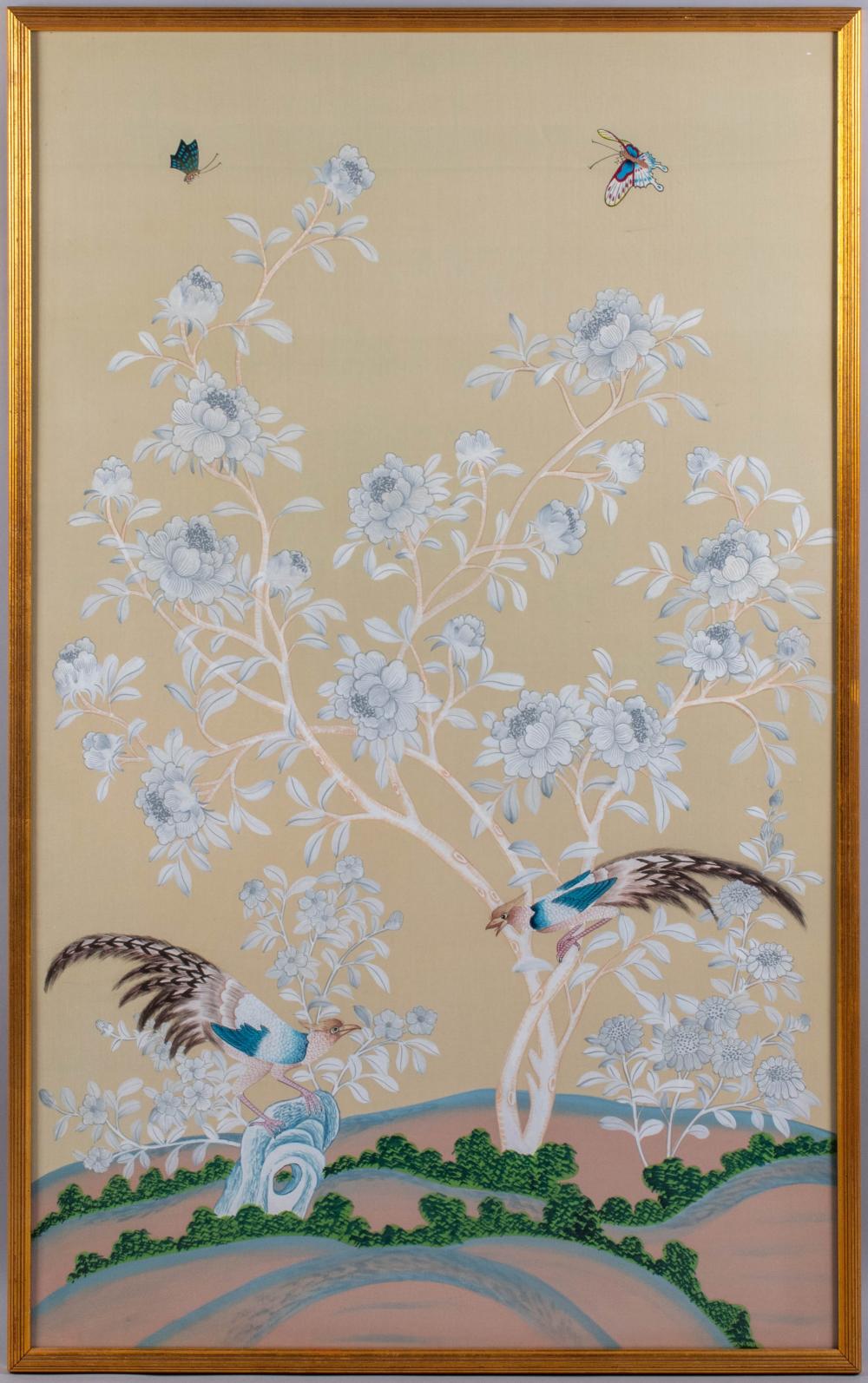 Appraisal: CHINOISERIE WALLPAPER MOUNTED IN A FRAME - POSSIBLY GRACIE WALLPAPER