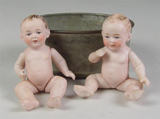 Appraisal: German All-Bisque Pair of Character Babies Blue painted eyes single