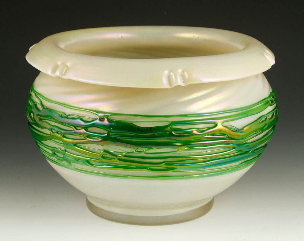 Appraisal: - Loetz Style Center Bowl Loetz style center bowl iridescent