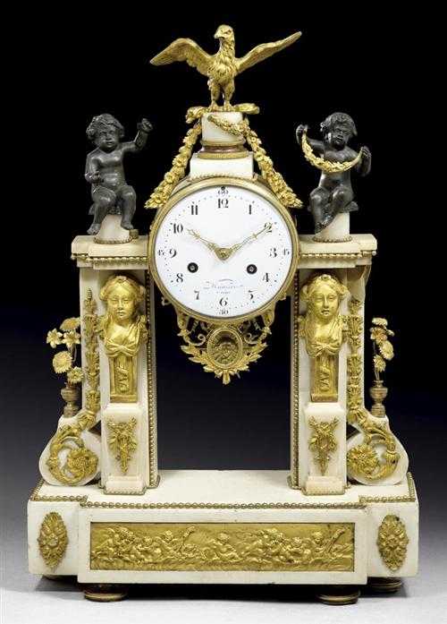 Appraisal: PORTAL CLOCK AUX BUSTES DE FEMMES Louis XVI the dial