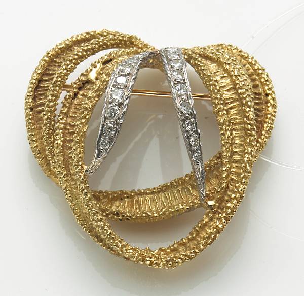 Appraisal: A diamond and k bicolor gold brooch