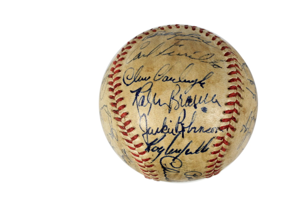 Appraisal: TEAM SIGNED BASEBALL - Brooklyn Dodgers with autographs gathered at