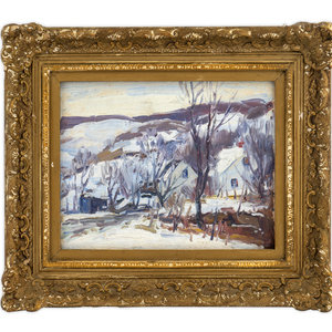 Appraisal: George Renouard American - Houses in the Snow oil on