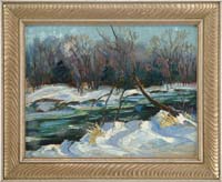 Appraisal: EVERETT LONGLEY WARNER American - WINTER RIVER Oil on canvasboard