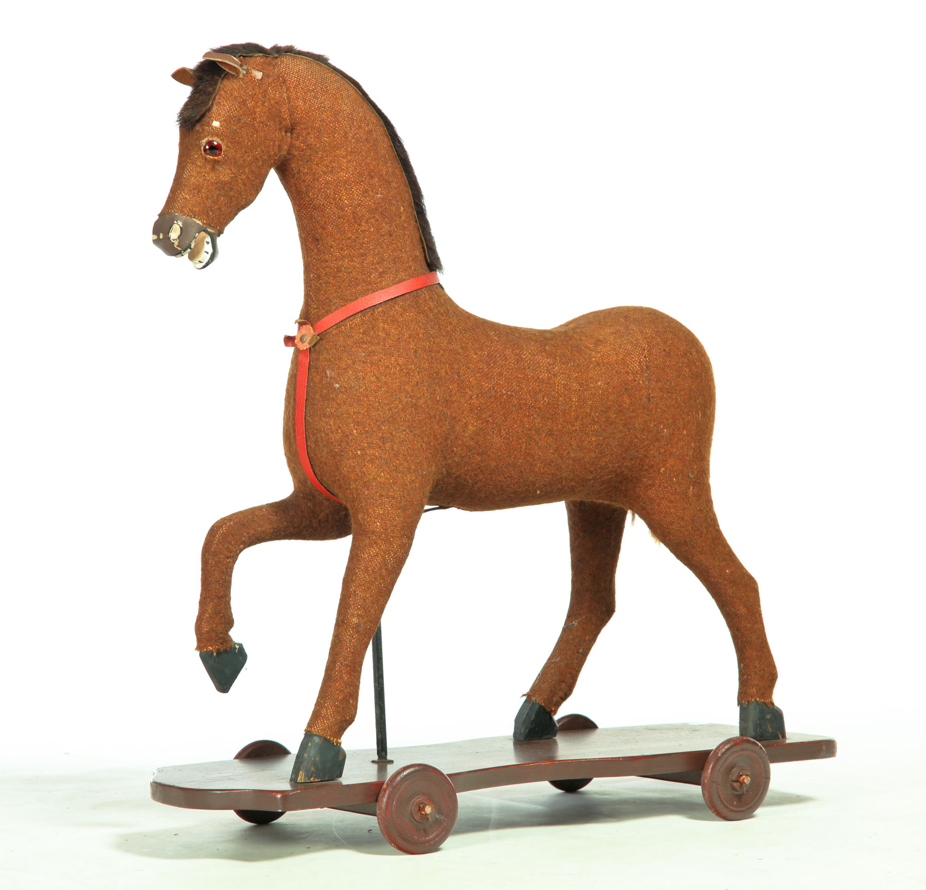 Appraisal: HORSE PULL TOY German early th century Mohair on a