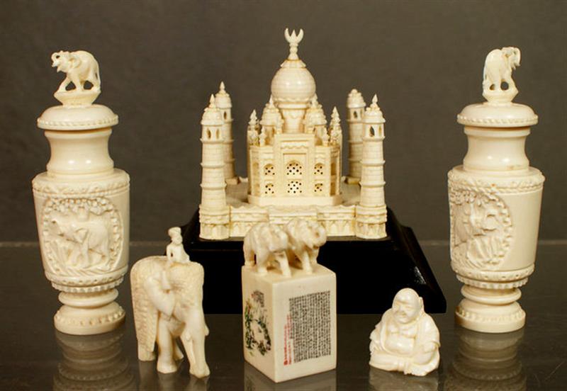 Appraisal: pcs carved ivory Taj Mahal model x on wood base