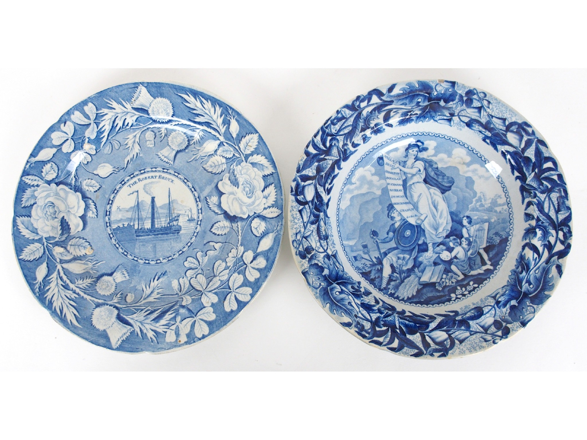 Appraisal: A Caledonia pottery blue and white plateprinted with The Robert