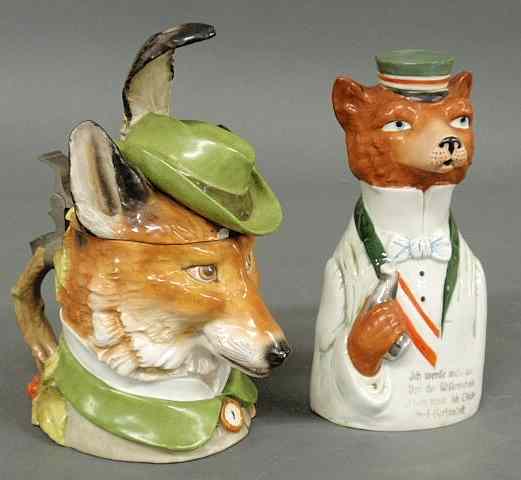 Appraisal: German porcelain fox head mug late th c h and