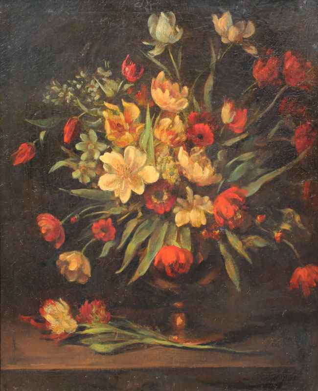 Appraisal: EARLY OLD MASTER STYLE STILL LIFE Depicts a floral bouquet