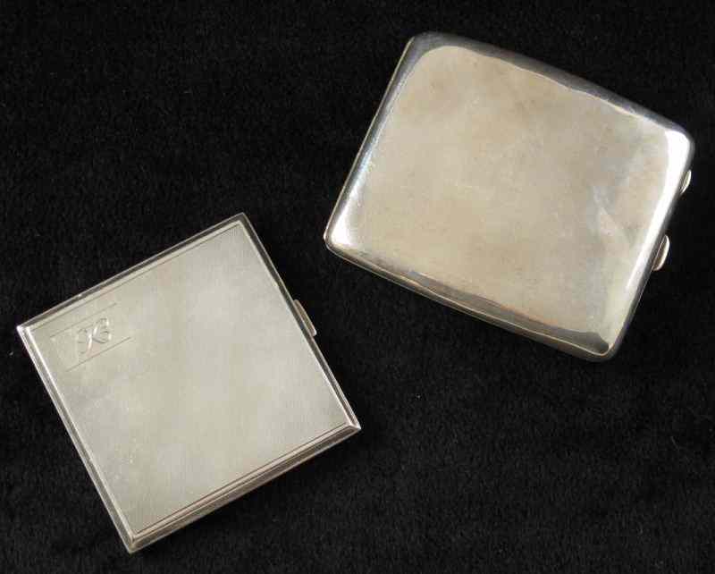 Appraisal: Two English Sterling Cigarette Casesthe first of simple design Birmingham