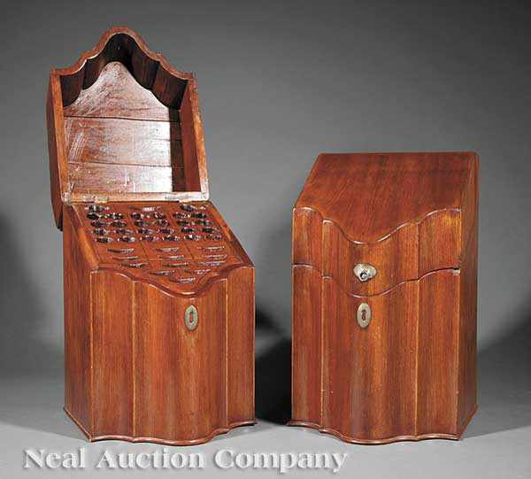 Appraisal: A Pair of Antique English Mahogany Knife Boxes in the