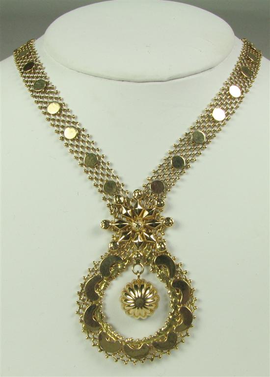 Appraisal: K Gold Ethnic Necklace K yellow gold grams long Very